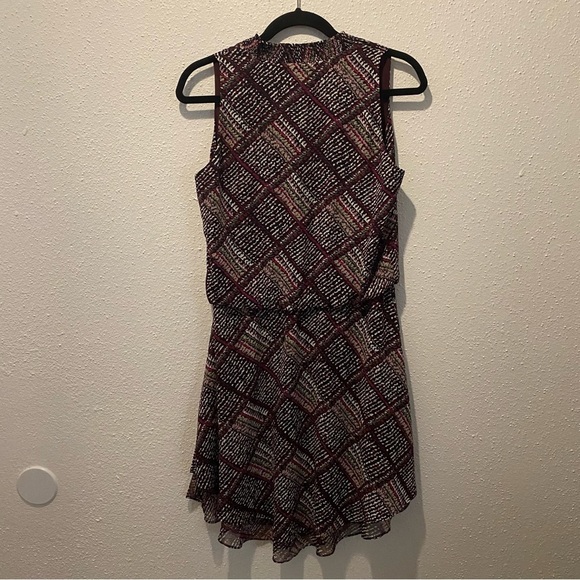 NWT White House Black Market Purple Printed High Neck Blouson Dress Sz. SMALL - Picture 2 of 3